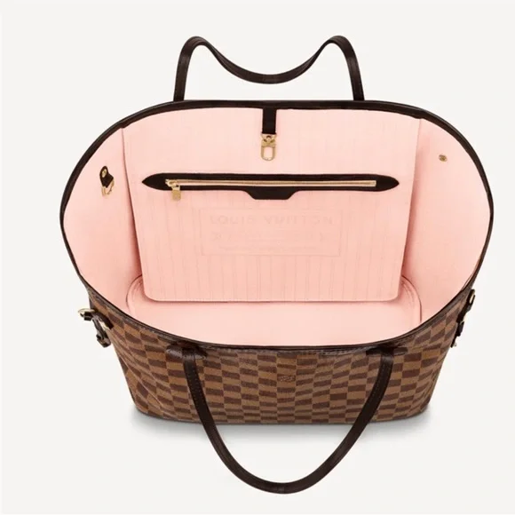 LOUIS VUITTON NEVERFULL DAMIER EBENE ROSE BALLERINE MM TOTE - Picture 3 of 12